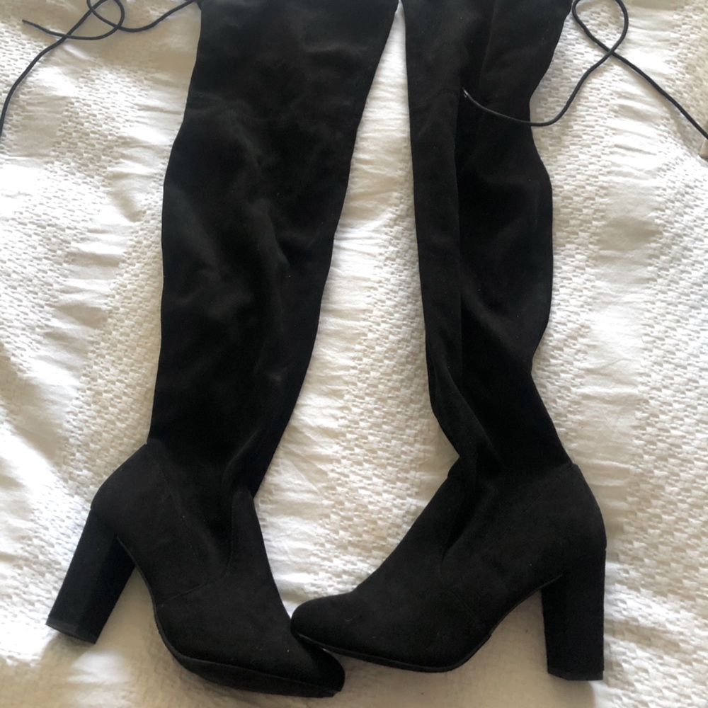 Knee High Black Tie Boots